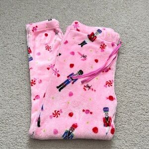 Festive Pink Pajama Pants with Nutcracker Design